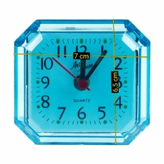 Relógio Despertador Mini Acrílico Azul - Altura 6,5cm Largura 7cm - Schello Shop