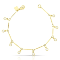 Pulsera con diez dijes puntos de luz de zirconia