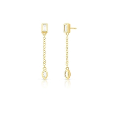 Aro con pendulo con piedra zirconia rectangular