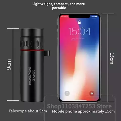 Telescópio monocular hd 2000x25, mini telescópio portátil para celular com suporte para acampamento ao ar livre, caça, observação de animais silvestres