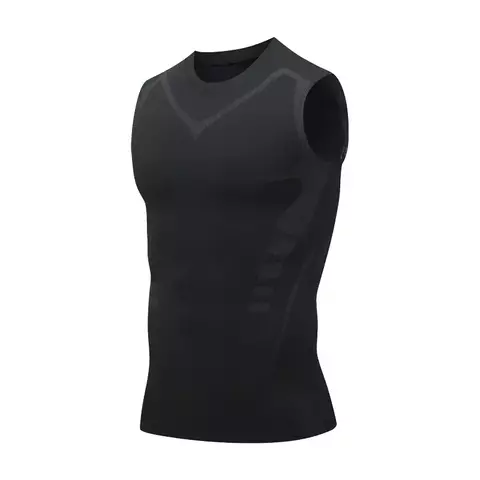 Verão legal masculino moldar colete sem mangas camisa de compressão apertada