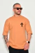 Camiseta Oversized Cruz - Caramelo (estampa frente e costa)