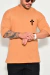 Camiseta Oversized Cruz - Caramelo (estampa frente e costa) - loja online