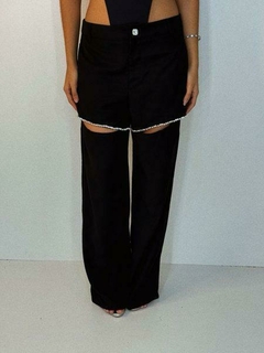Calça Cut Off Strass