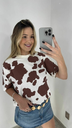 Camiseta Over Cow Print