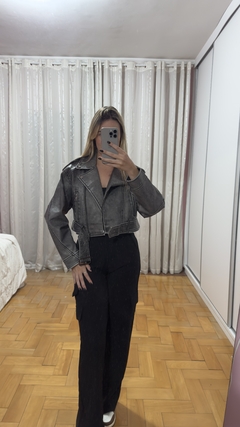Jaqueta Couro Eco Preta Estonada - comprar online