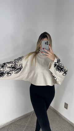 Blusa Tricot Flora Manga Larga Bordada - Julia Loyacono Store