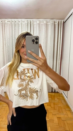 Camiseta Cropped Estampada - loja online