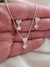 Conjunto Colar Coração Cravejado ponto de luz Zircônia Cristal banho prata - Elizamar Acessorios