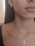 Imagem do Conjunto Colar Coração Cravejado ponto de luz Zircônia Cristal banho prata