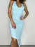 Vestido Feminino Midi em Ribana Assimétrico Alça Cruzada