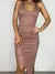 Vestido Feminino Midi em Ribana Assimétrico Alça Cruzada - comprar online