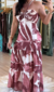 Vestido Estampado Marrom De Alcinha