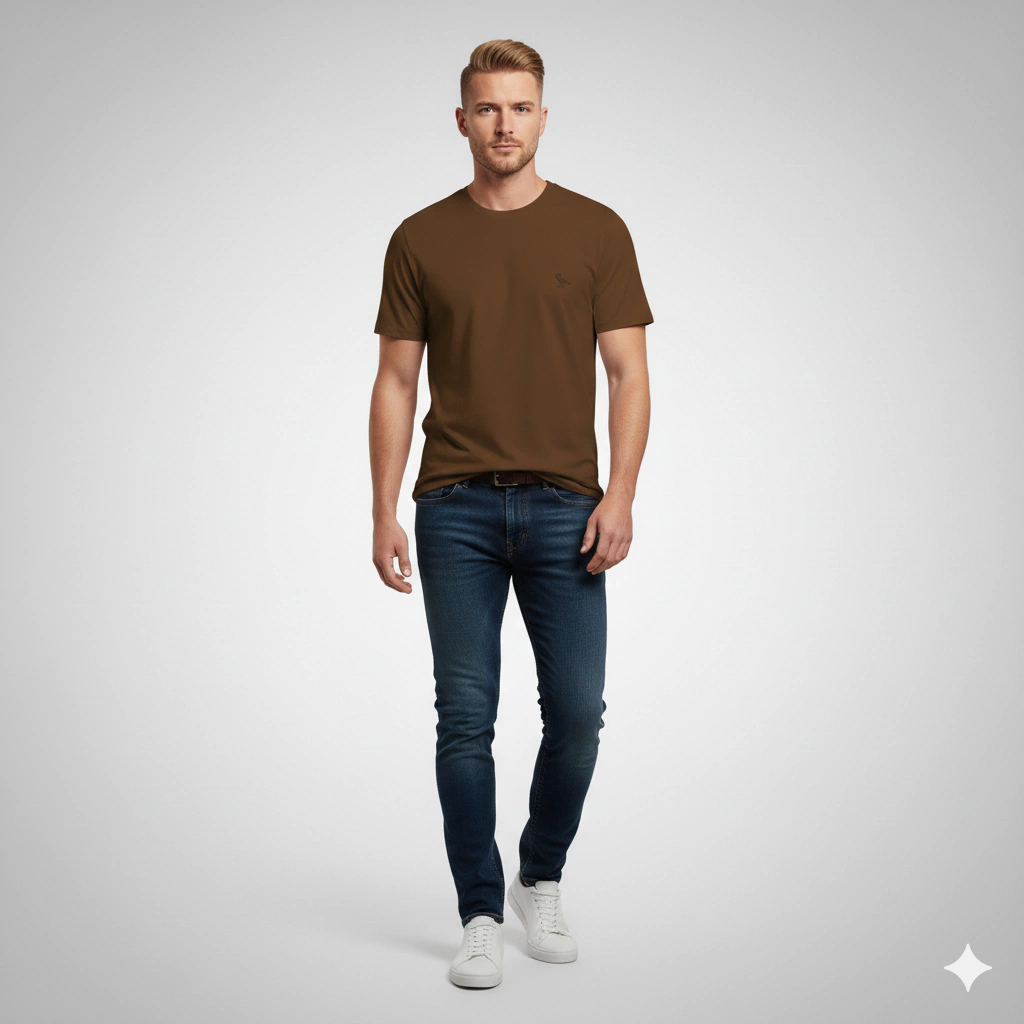 Camiseta Básica Premium em Suedine - Marrom