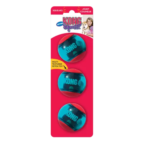 Kong Squeezz Action Ball Red x3 Medium Juguete Interactivo para perros