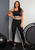 Calça Legging Cintura Alta + Cropped Alcinha Preto com Elásticos Conjunto Fitness | REF: CCA5 - RAPHAELAMODA