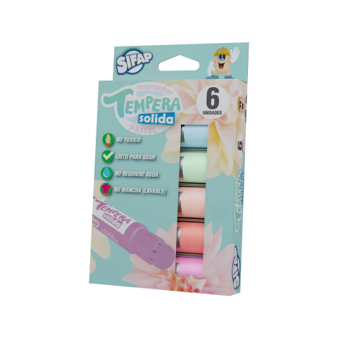 TEMPERA SOLIDA PASTEL x 6 u. SIFAP - comprar online