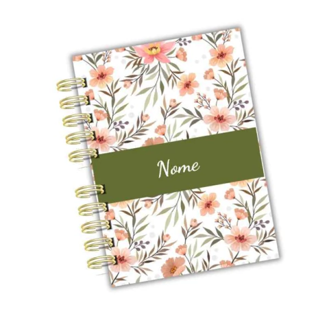 CADERNO PERSONALIZADO COM NOME – COLEÇÃO FLORAL - LUXO A5 - loja online