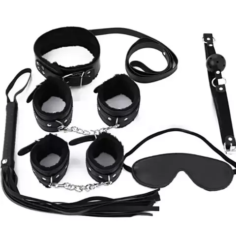 Jogo bdsm 7 Peças em Couro bondage para Fetiche e Dominação