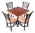 Imagen de Mesa con 4 Sillas para Restaurante, Cafetería, Bar o Comedor| Cubierta Tipo Duela, Modelo Greca