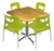 Comedor para Cafetería con Mesa de Madera y 4 Sillas comodas | Campirana clara, Modelo Alesia - tienda en línea