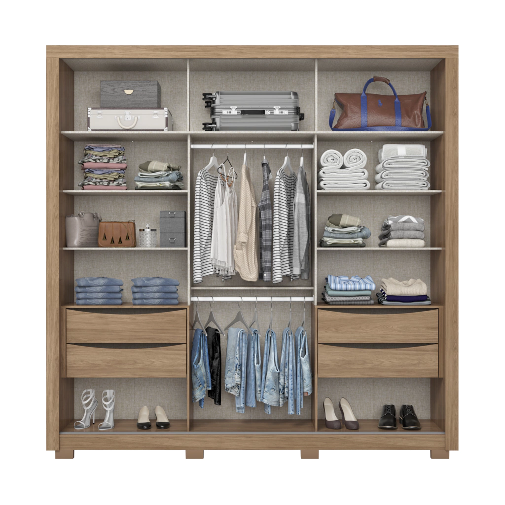 Placard Aston 2 Puertas Corredizas Off Nature/Nature/Off White