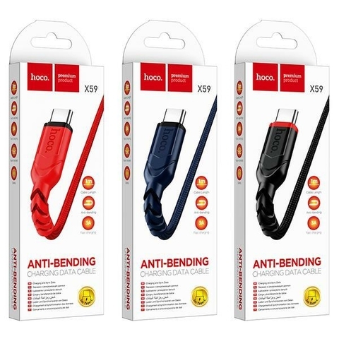 Cable de Datos Hoco X59: Carga Rápida y Resistente Anti-Doblamiento