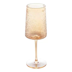 TAÇA DE VINHO DE CRISTAL ECOLÓGICO MARTELADO PETRA ÂMBAR METALIZADO 600ML