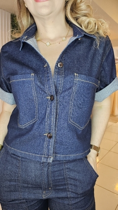 Blusa Jaqueta Manga Curta Jeans - comprar online