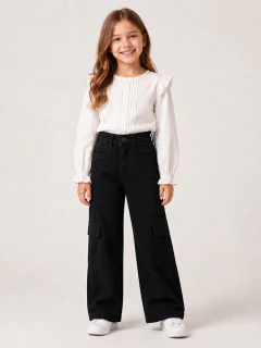 Wide leg Cargo Preta