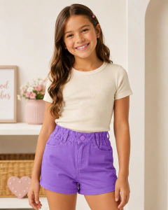 SHORT ELASTICO LILAS