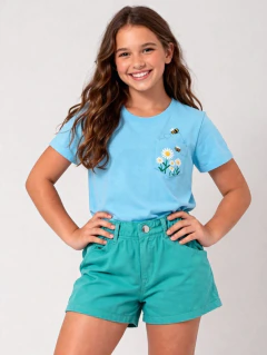 T Shirt Azul Feminina