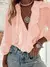 Blusa de Manga Longa com Decote em V e Babado Casual