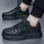 Tênis Skate de couro masculino tendência casual, de solas grossas