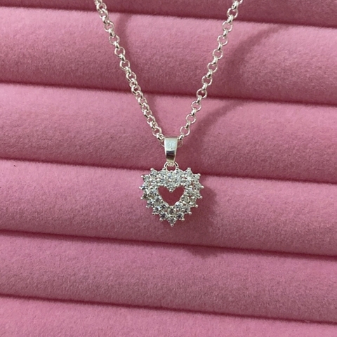 Colar Cristal coração cravejado - comprar online