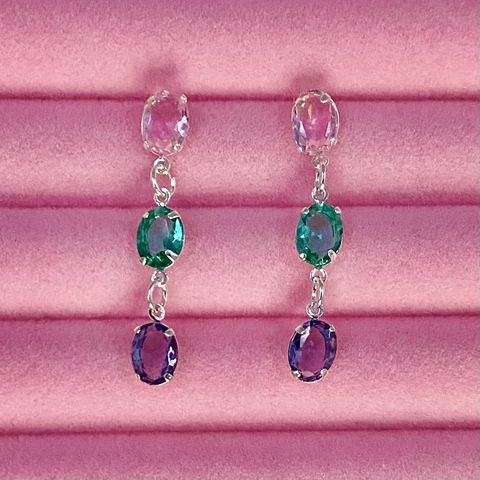 Brinco pedras coloridas