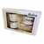 SET CAFETERA ITALIANA BLANCA + 2 POCILLOS Y PLATOS CERAMICO