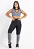Cropped e Calça Legging Preto e Mescla Detalhe Costas Conjunto Fitness | REF: LX173 - Alliv Artigos