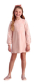Vestido Rosa De Veludo E Manga Longa Com Tule - Petit Cherie