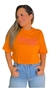 T-shirt Cropped Lança Perfume Laranja com estampa Rosa blusa