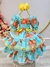 Vestido Infantil Junino Verde Florido C/ Aplique de Laços (3435VT)