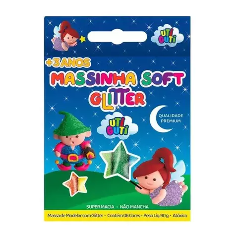 MASSINHA SOFT GLITTER UTIGUTI ESTOJO 90G 6 CORES