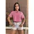 Blusa Listrada Manga Curta Social Camisa feminina Casual