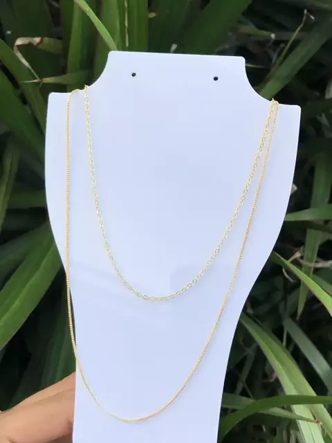 Colar Elegante duplo folheado a ouro18k - 50cm