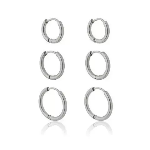 Trio de Argolas Minimalistas Aço Inox 316L