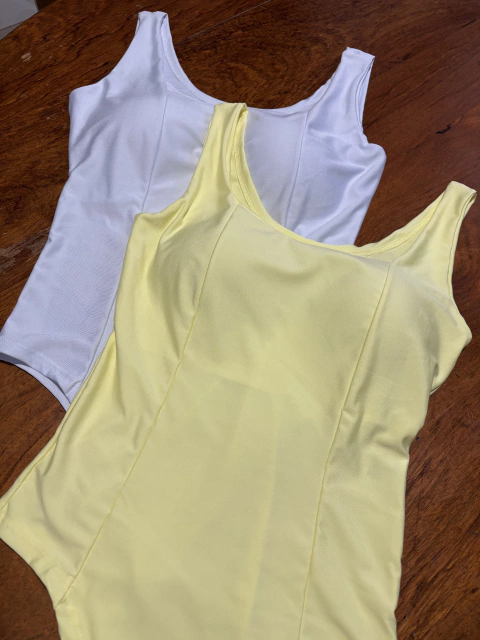 Body de Alça Tamanho: Único Cores: Amarelo/ Branco - comprar online