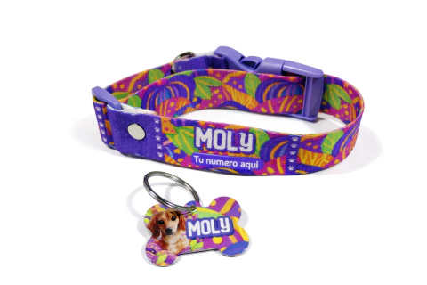 Collar Personalizado para Perro con Placa en Forma de Hueso
