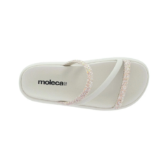 Sandália Papete Feminina Moleca Tiras Strass Multicolorido