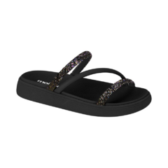 Sandália Papete Feminina Moleca Tiras Strass Multicolorido - comprar online