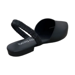 Sapatilha Beira Rio Mule Bico Fino Feminina Slingback Elástico Preta - Paneza